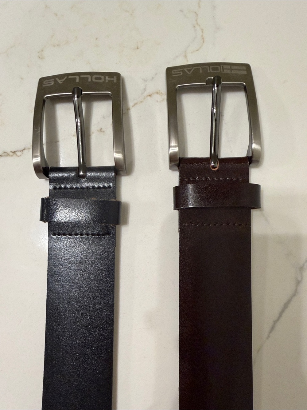 Hollas Men's Leather Belt - Black and Brown